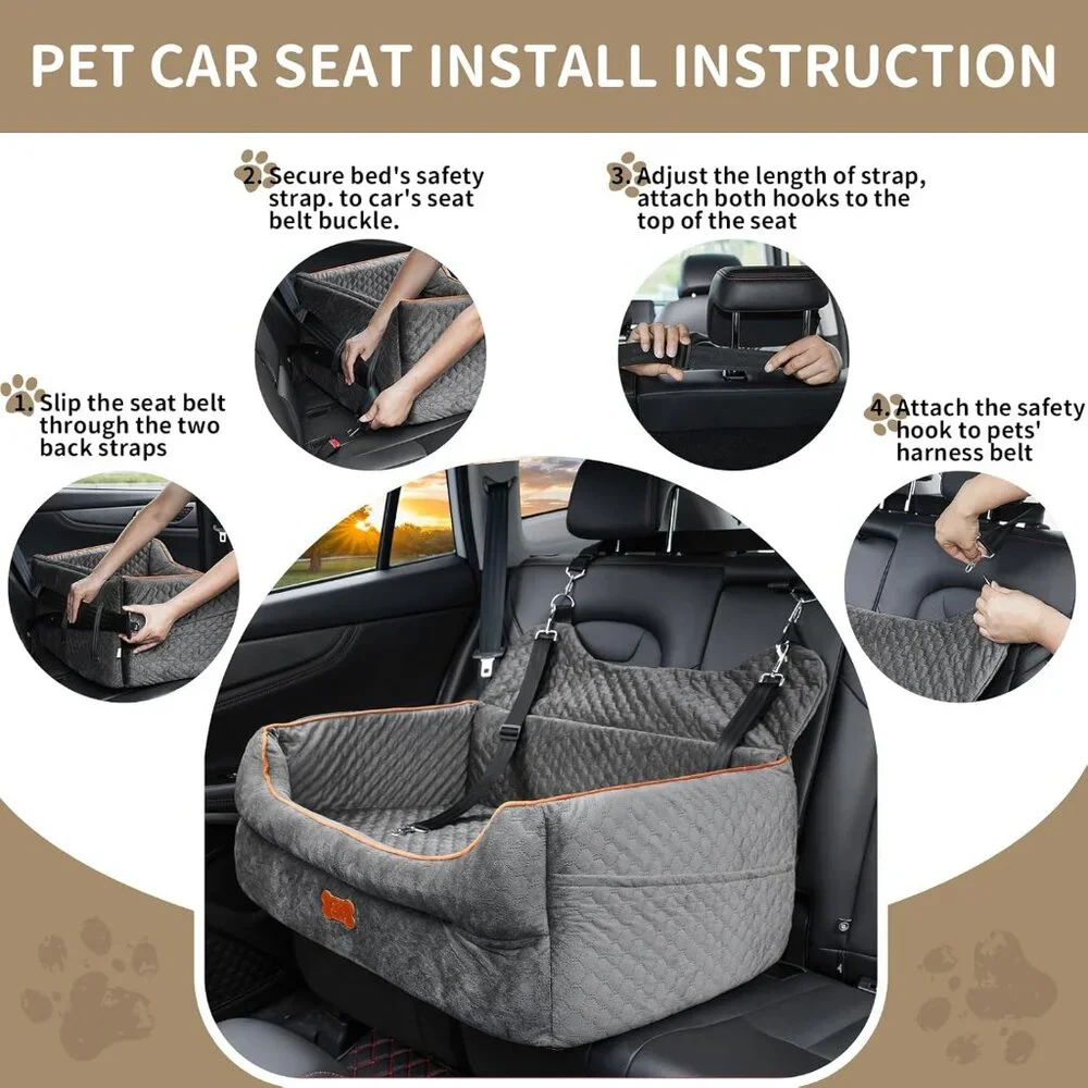 Dog Car Seat for Large/Medium Dogs - Memory Foam Dog Booster Seat for Under 55Lb